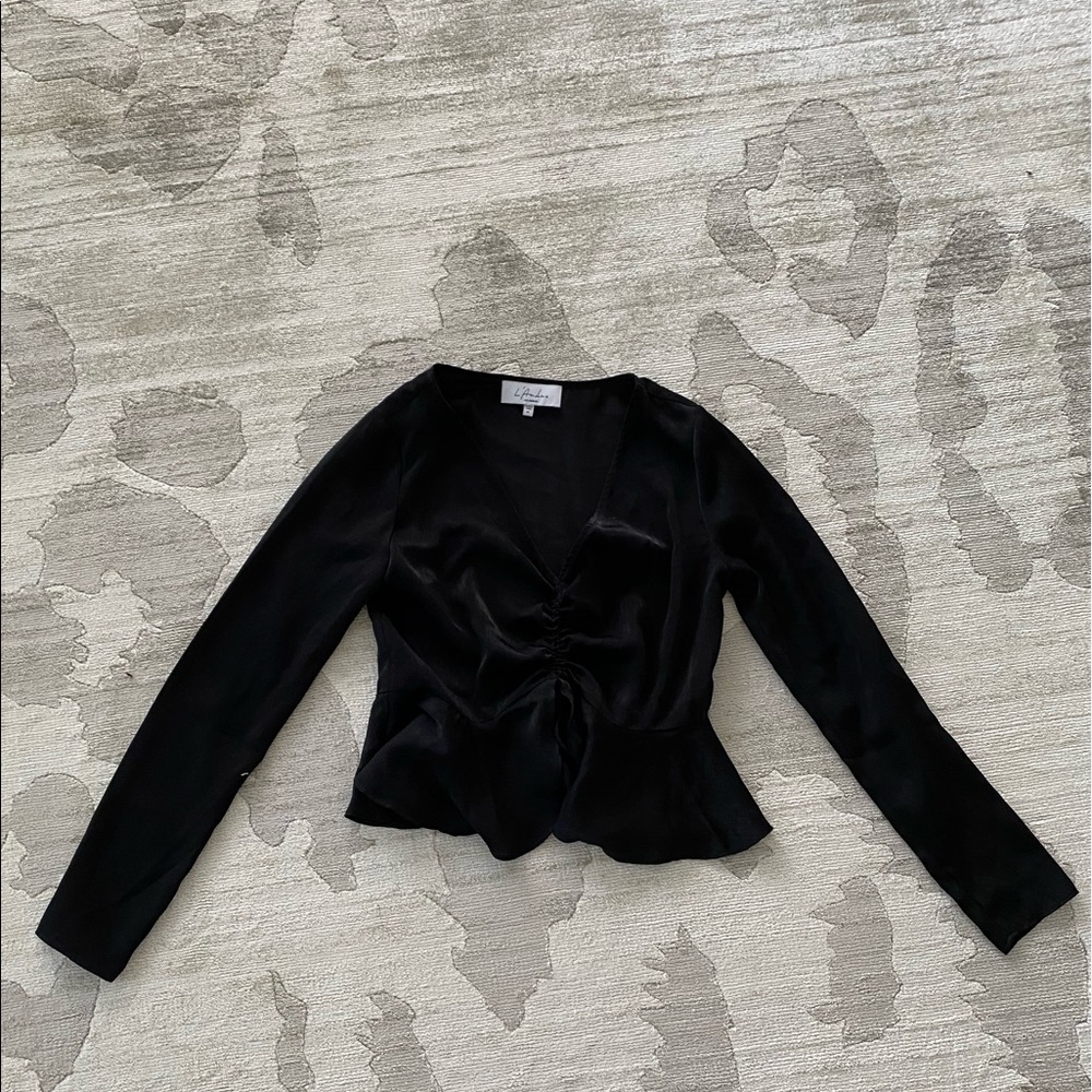 L’Academie black satin blouse